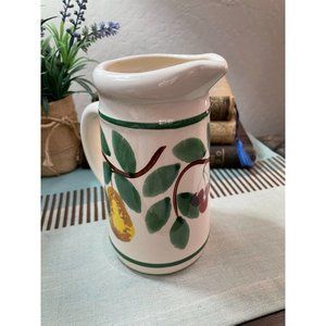 Crock Shop Hand Painted Ceramic PITCHER JUG Fruit Cherries Pear  24oz
